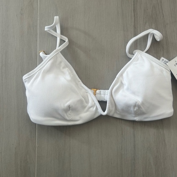 L*Space Ribbed Helena Bikini Top in White Size L - Picture 2 of 6